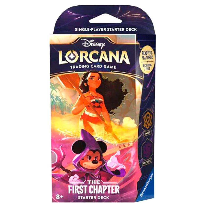 Baraja juego cartas The First Chapter Starter Deck Disney Lorcana ingles - Portada Moana - Mickey Mouse