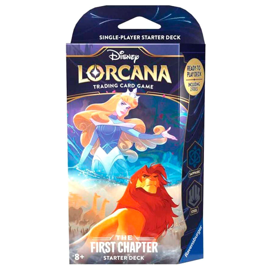 Baraja juego cartas The First Chapter Starter Deck Disney Lorcana ingles - Portada Aurora y Simba