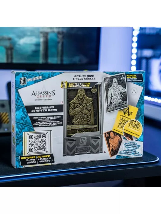 Digiplate Starter Pack - Soporte para móvil y 3 placas de metal con realidad aumentada de Assassin's Creed Exquisite Gaming