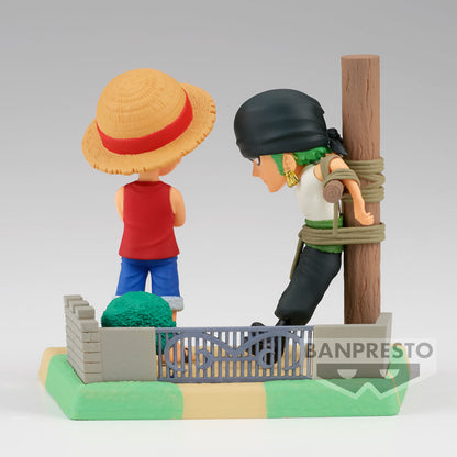Figura One Piece World Collectible Log - Series Monkey D. Luffy y Roronoa Zoro 7CM